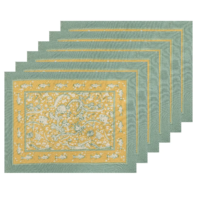 La Mer Placemats Aqua & Citrine, Set of 6