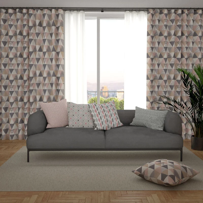 Laila Blush Pink and Grey FR Curtains