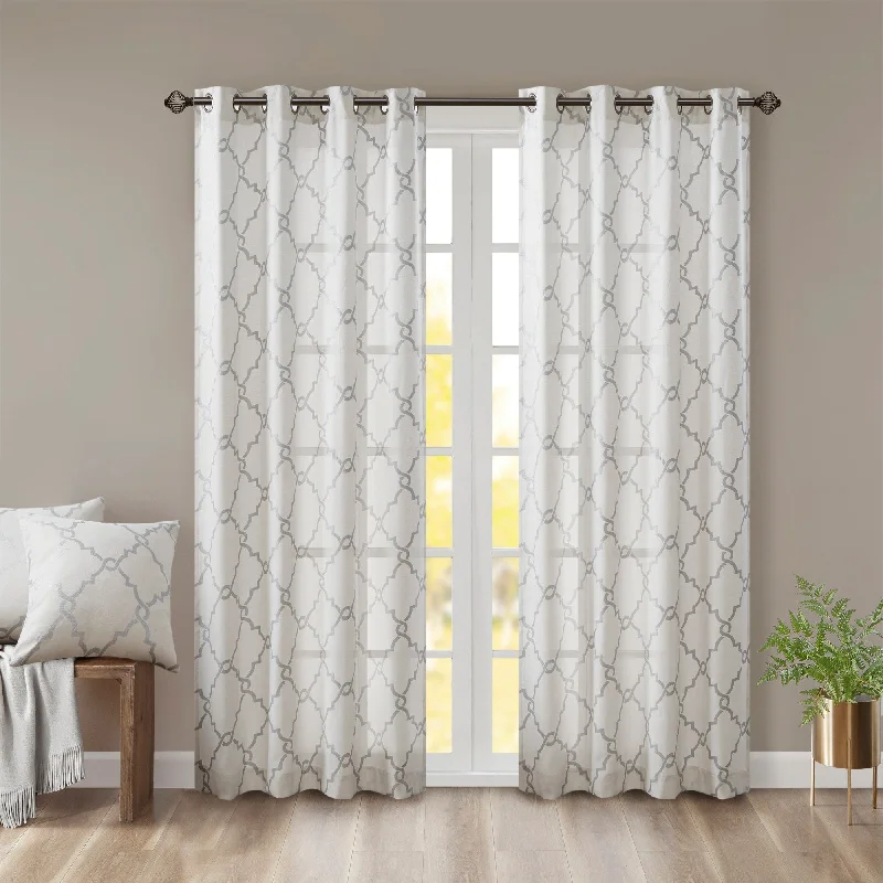 Madison Park Westmont Fretwork Print Grommet Top Window Single Curtain Panel