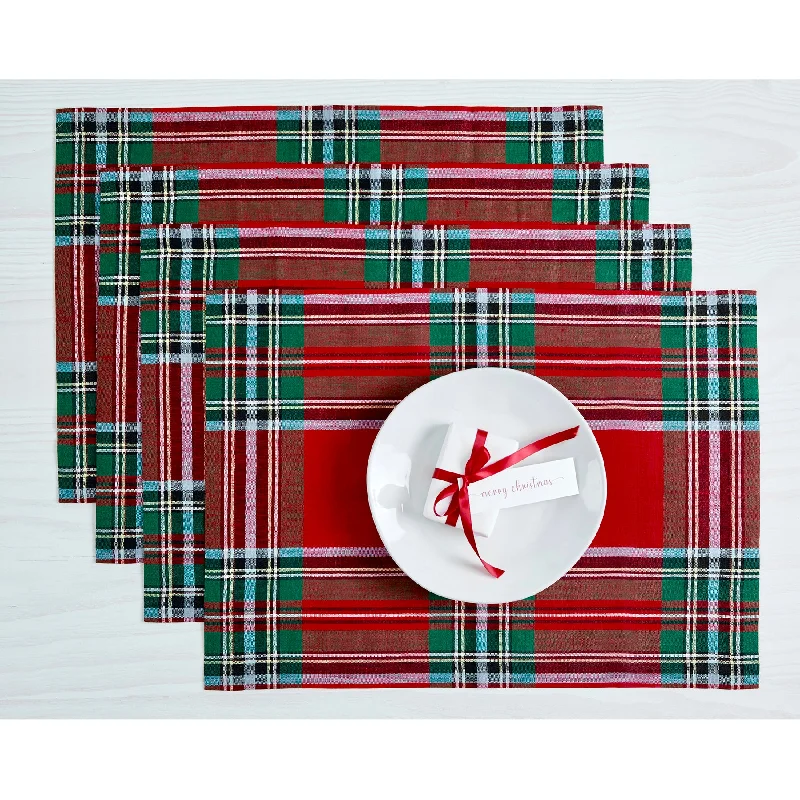 Madras Holiday Plaid Placemats, Set of 4