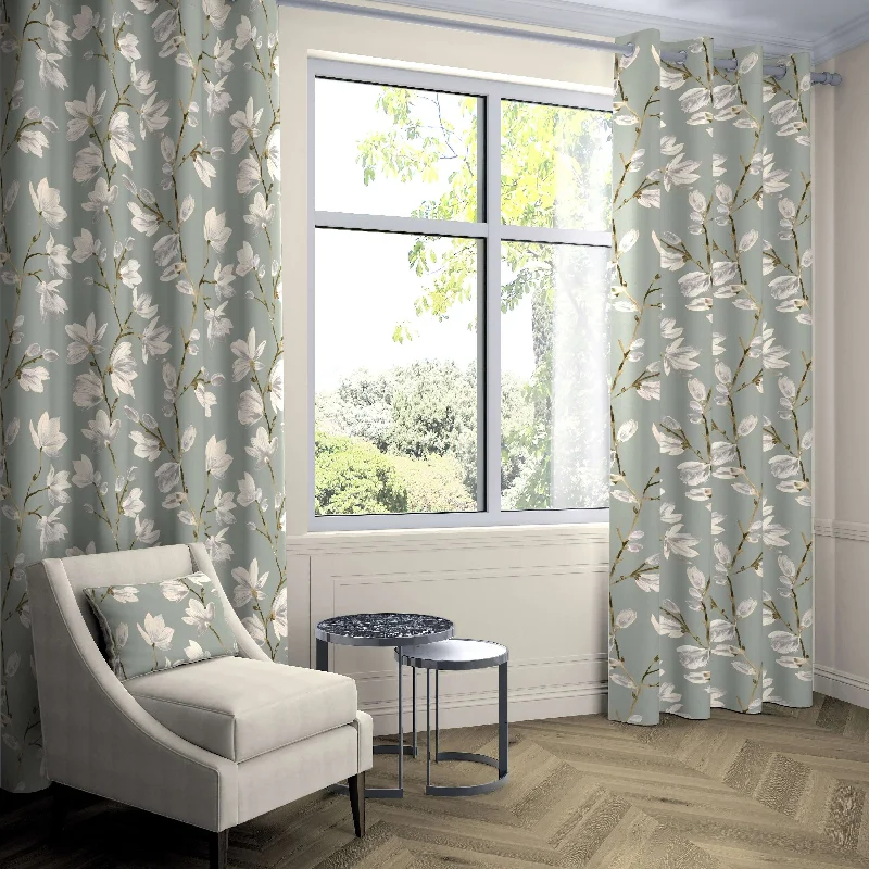 Magnolia Duck Egg Floral FR Curtains