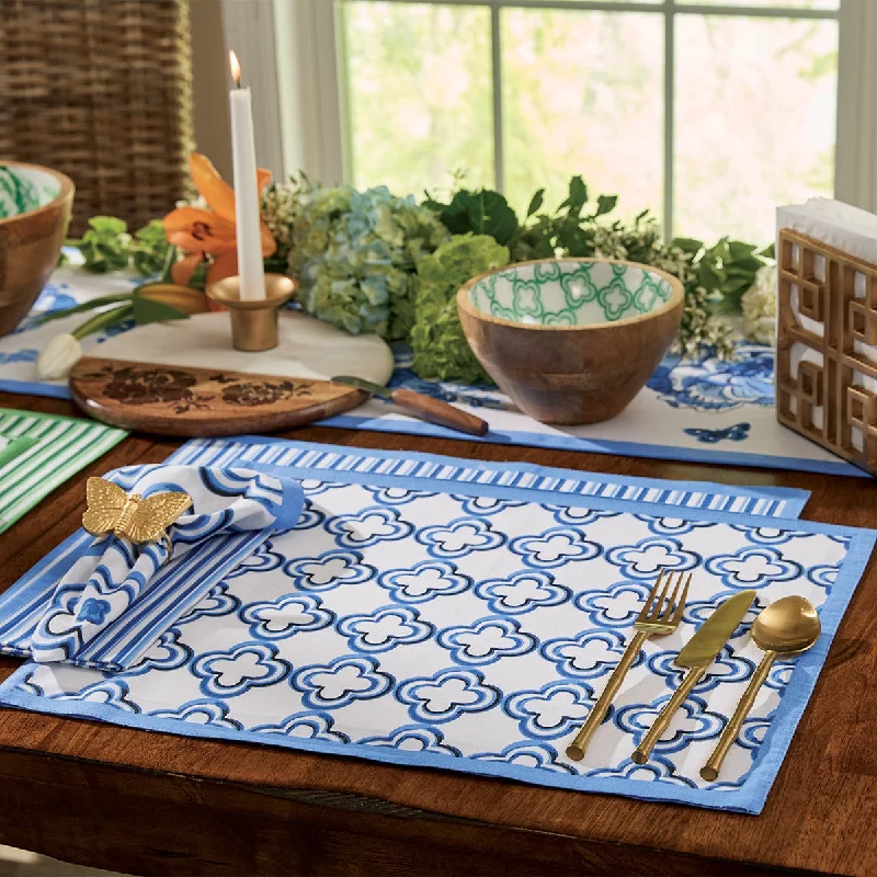 Patricia Heaton Home Geo Reversible Placemat Blue Set of 12 Park Designs