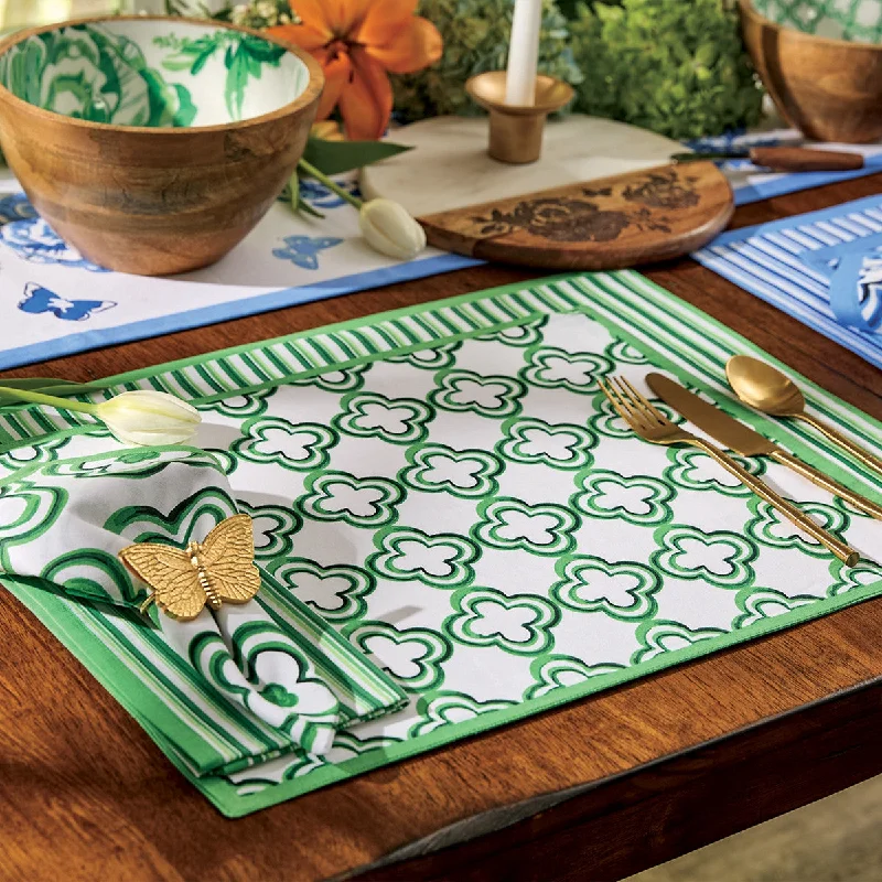 Patricia Heaton Home Geo Reversible Placemat Green Set of 12 Park Designs