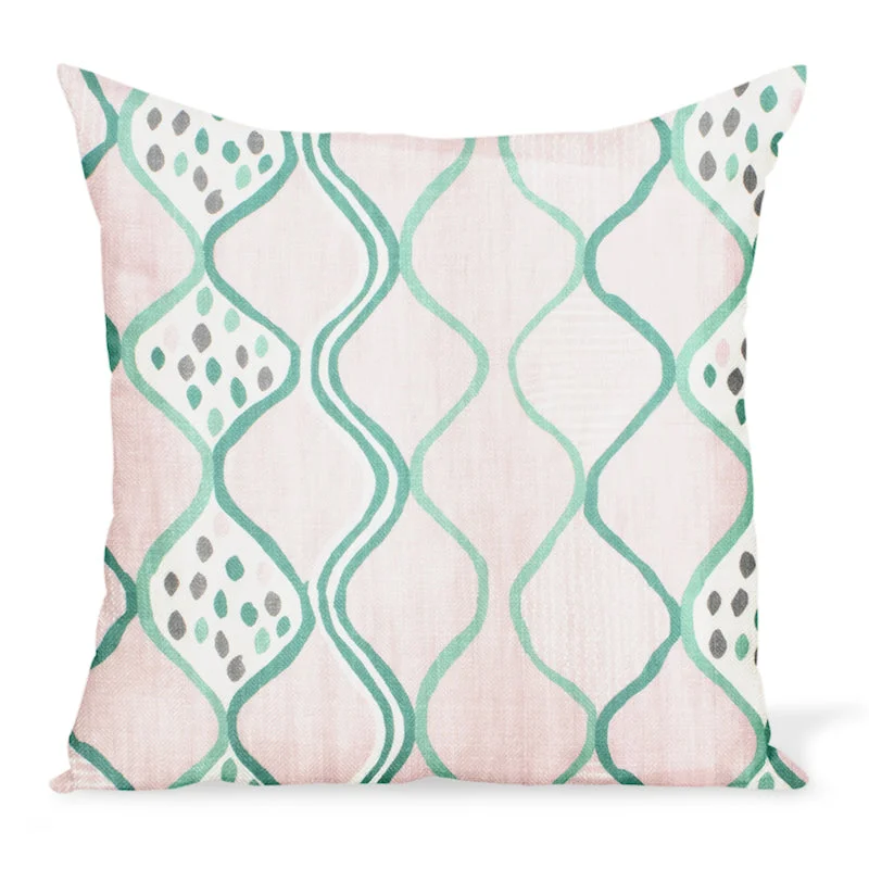 Peter Dunham Textiles Baltic Wave in Pink/Green Pillow