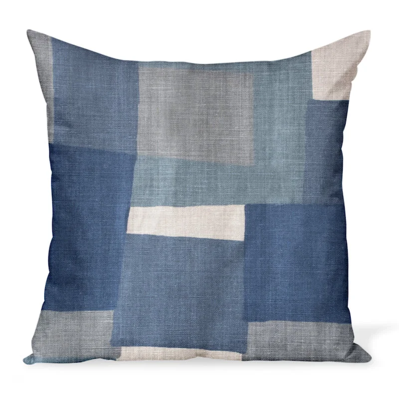 Peter Dunham Textiles Collage in Indigo/Gray Pillow