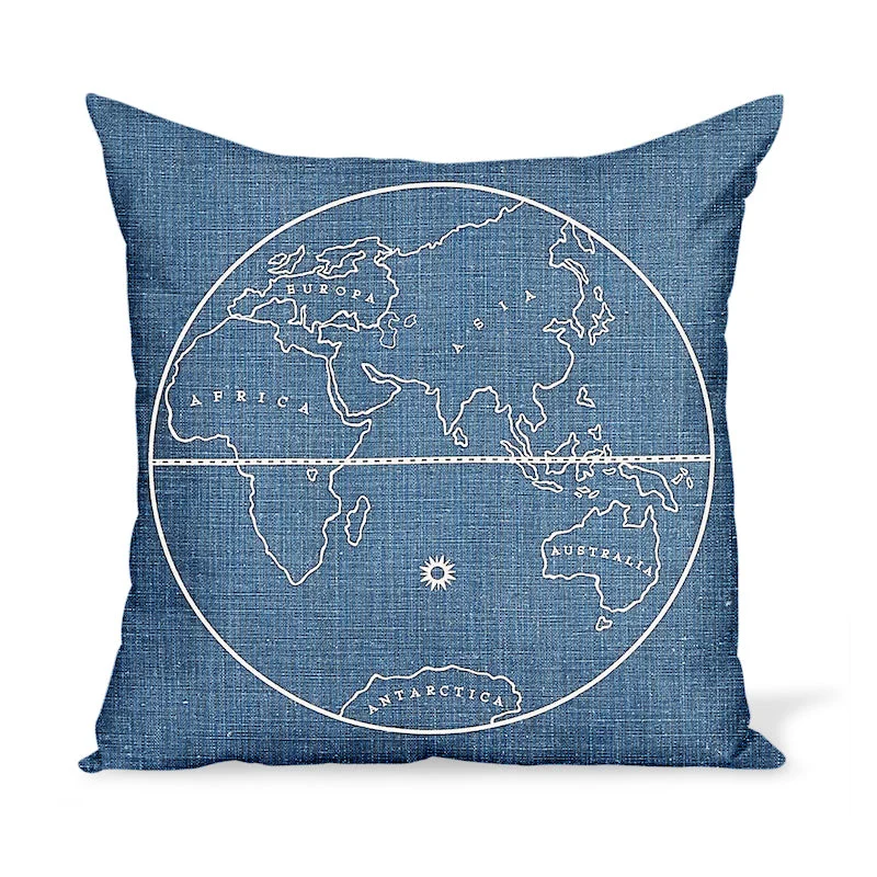 Peter Dunham Textiles Globe in Indigo Pillow