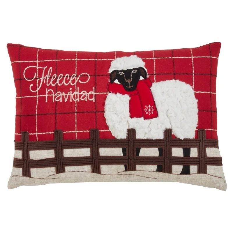 Plaid Christmas Pillow With Sheep Design