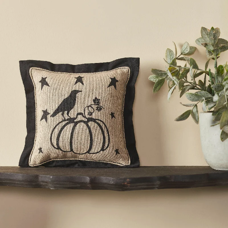 Raven Harvest Primitive Pumpkin Pillow 6x6