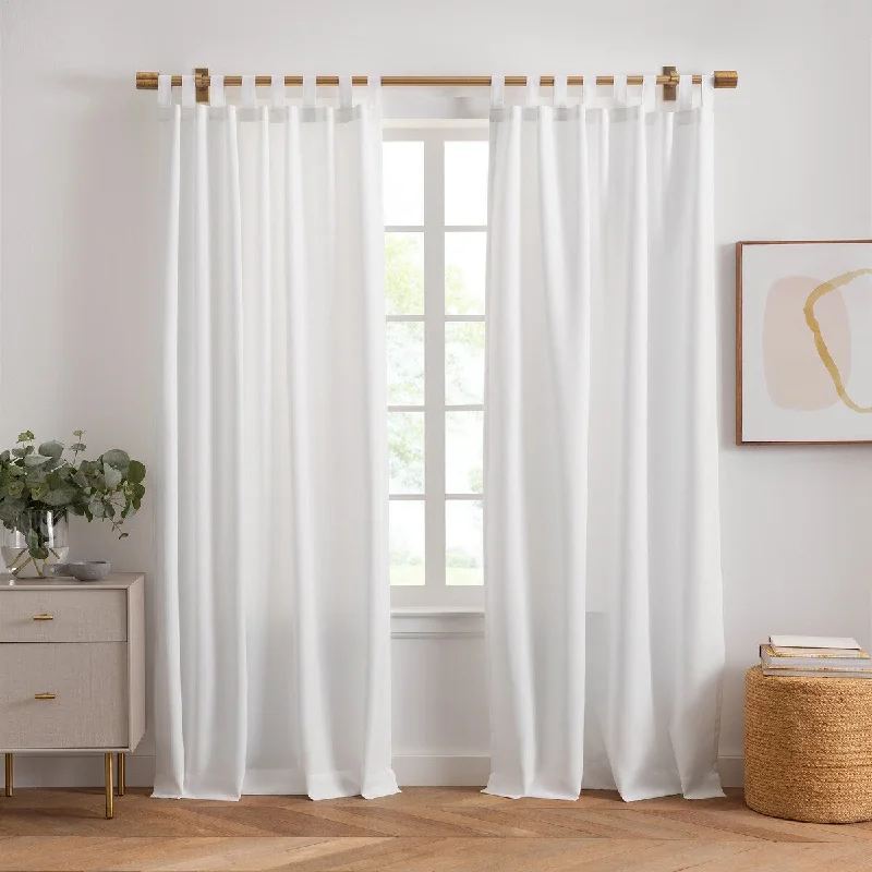 Rhodes Solid Tab-Top Indoor/Outdoor Window Curtain, Set of 2