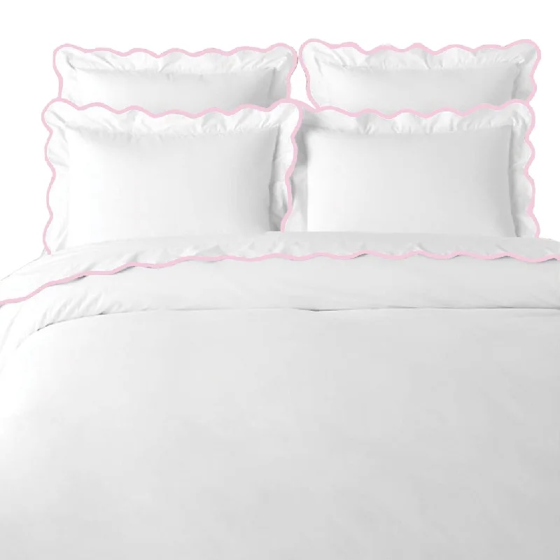 Scalloped Duvet Cover, Pink / White