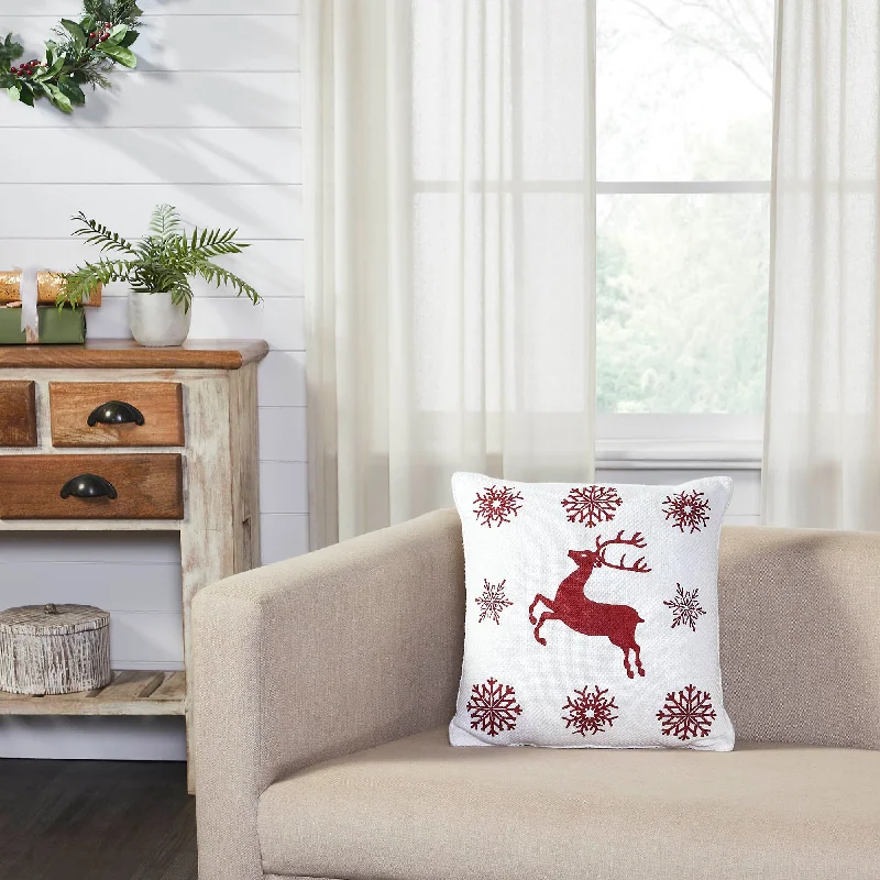 Scandia Snowflake Red White Pillow 16x16