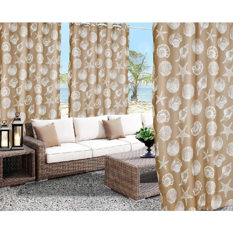 'Seashells' Print Indoor/Outdoor Curtain Panel