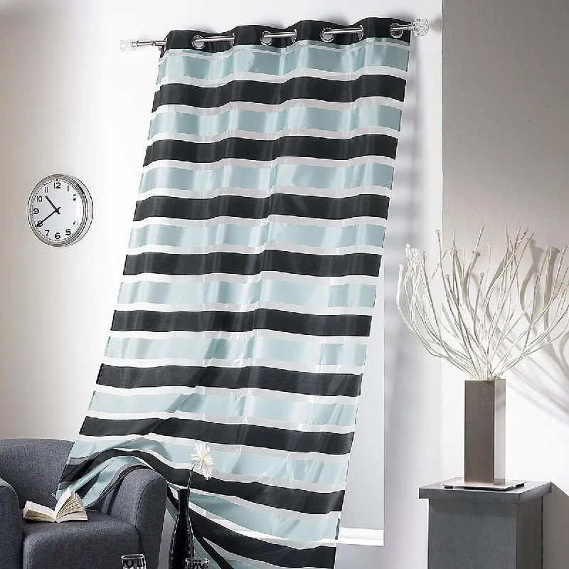 Striped Sheer Extra Wide Window Curtain Panel - Light-Filtering Drape for Modern Home Decor