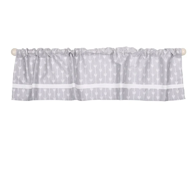 The Peanut Shell Arrow Print Tailored Window Valance in Grey