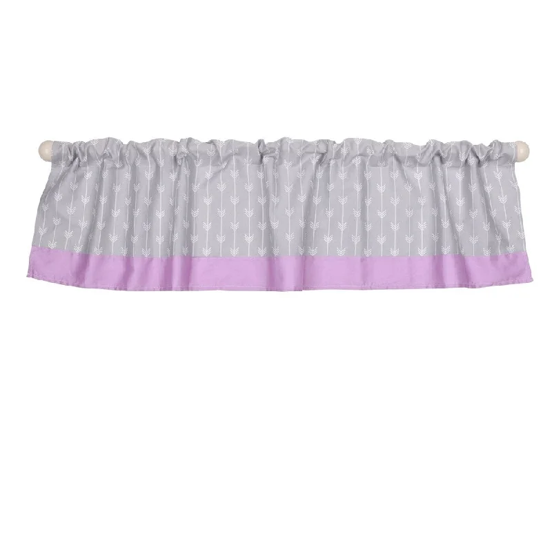 The Peanut Shell Arrow Print Tailored Window Valance Purple/Grey