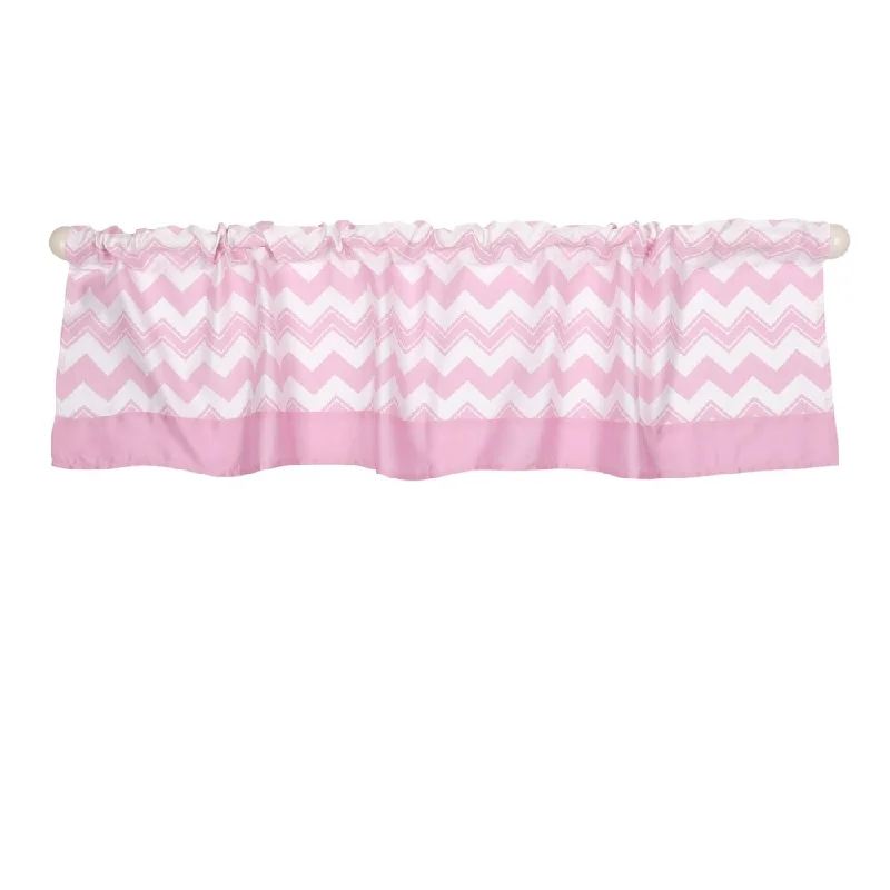 The Peanut Shell Chevron Tailored Window Valance in Pink