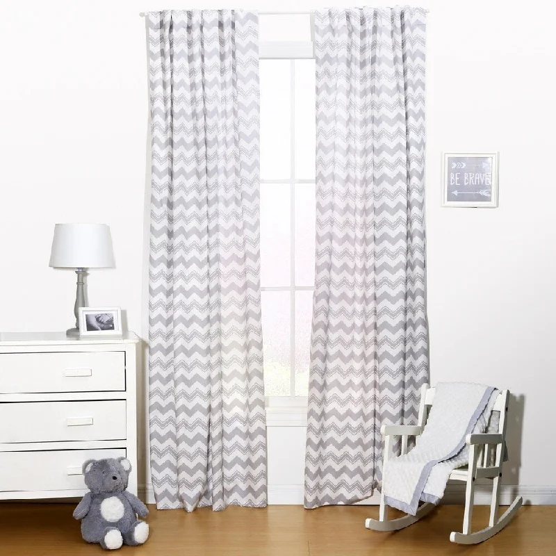 The Peanut Shell Chevron Window Panel Pair in Grey