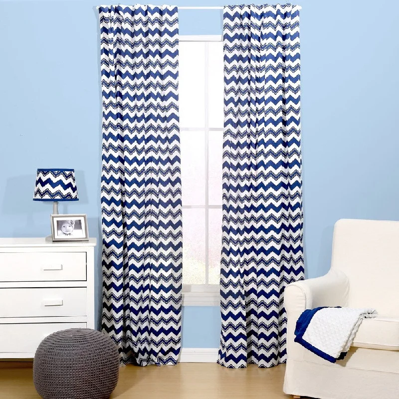 The Peanut Shell Chevron Window Panel Pair in Navy