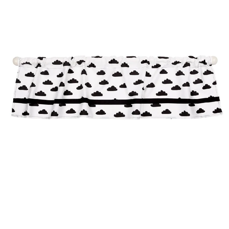 The Peanut Shell Cloud Print Tailored Window Valance in Black/White