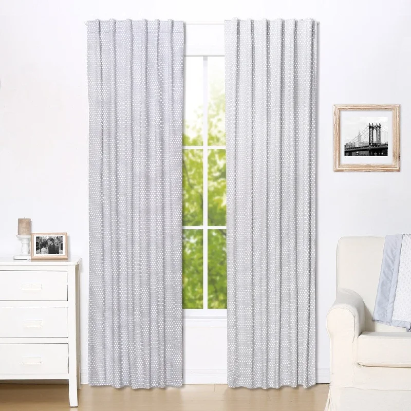 The Peanut Shell Dot Blackout Window Panel Pair in Grey