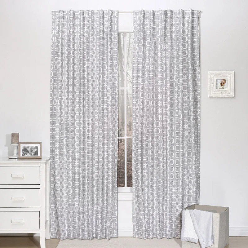 The Peanut Shell Geo Print Blackout Window Panel Pair in Grey