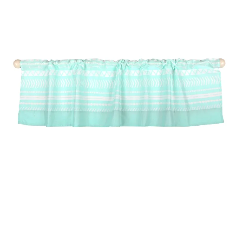 The Peanut Shell Tribal Print Tailored Window Valance in Mint