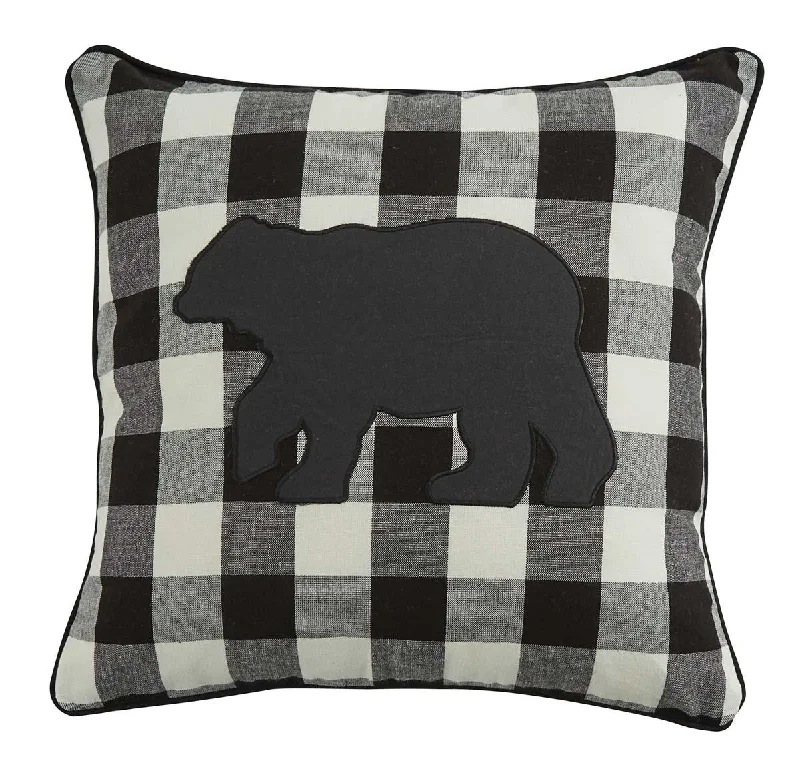 Wicklow Bear Applique Pillow 18 Black/cream Cover - Park Designs