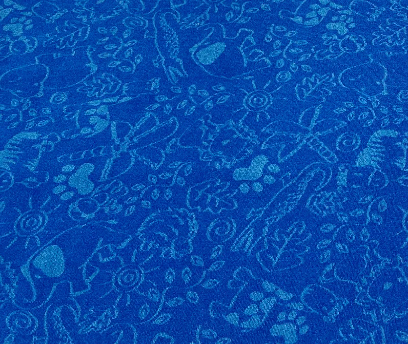 Animal Doodles Children's Rug Blue on Blue