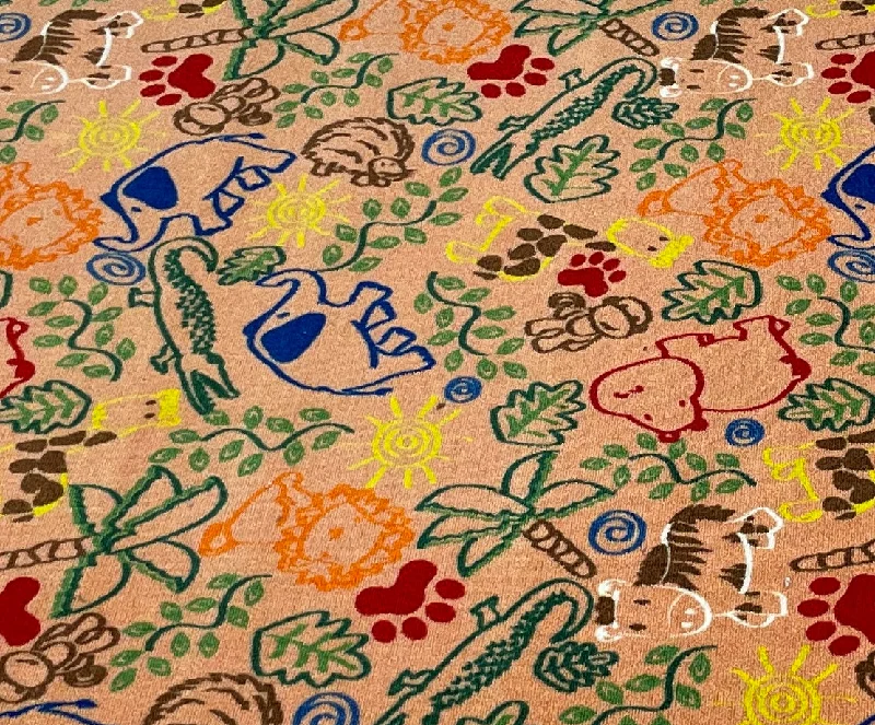 Animal Doodles Children's Rug Multi on Tan