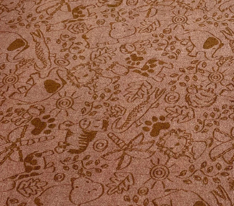 Animal Doodles Children's Wall to Wall Carpet Brown on Tan