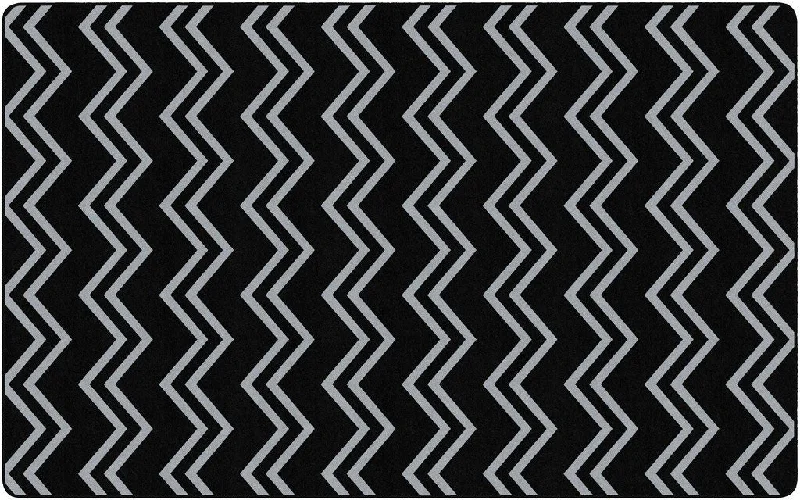 Chevron Kids Rug Black and Grey