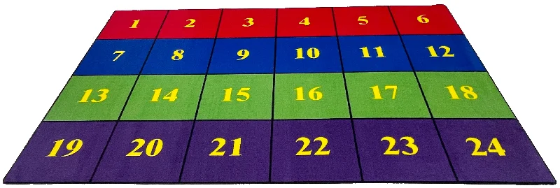 Classroom Seating Rug With 24 Squares BRIGHT