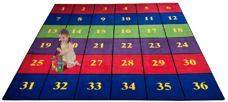 Classroom Seating Rug With 36 Squares BRIGHT