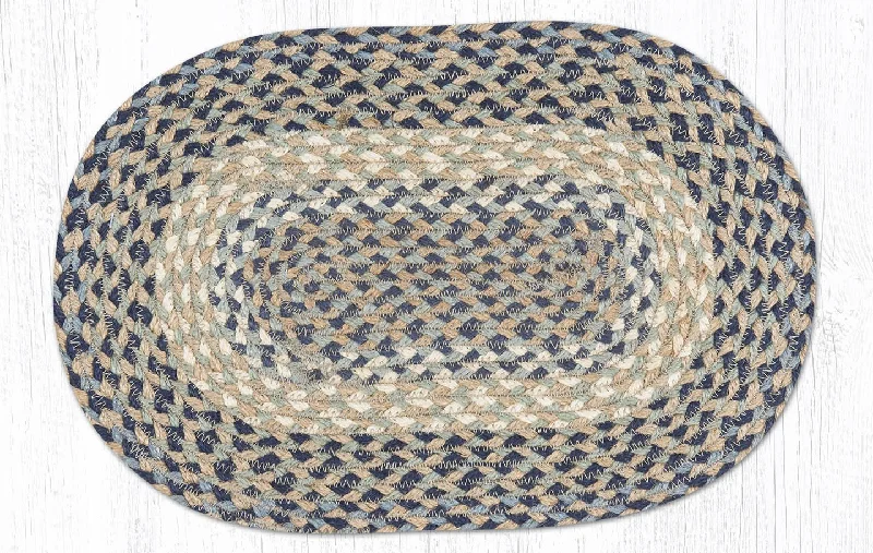 Earth Rugs MS-05 Blue/Natural Oval Swatch 10``x15``