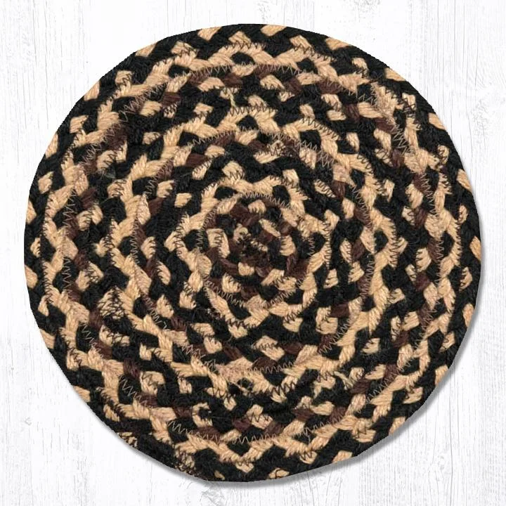 Earth Rugs MS-123 Ebony/Ivory/Chocolate Round Swatch 10``x10``