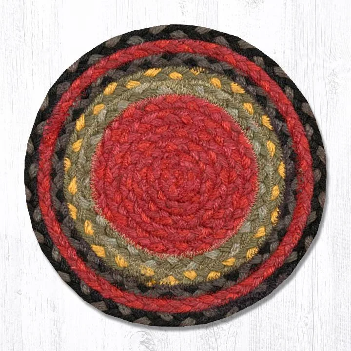 Earth Rugs MS-238 Burgundy/Olive/Charcoal Round Swatch 10``x10``