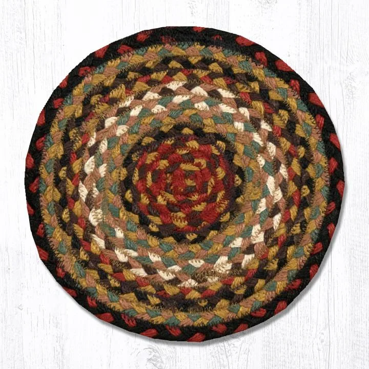 Earth Rugs MS-319 Burgundy/Mustard/Black Round Swatch 10``x10``