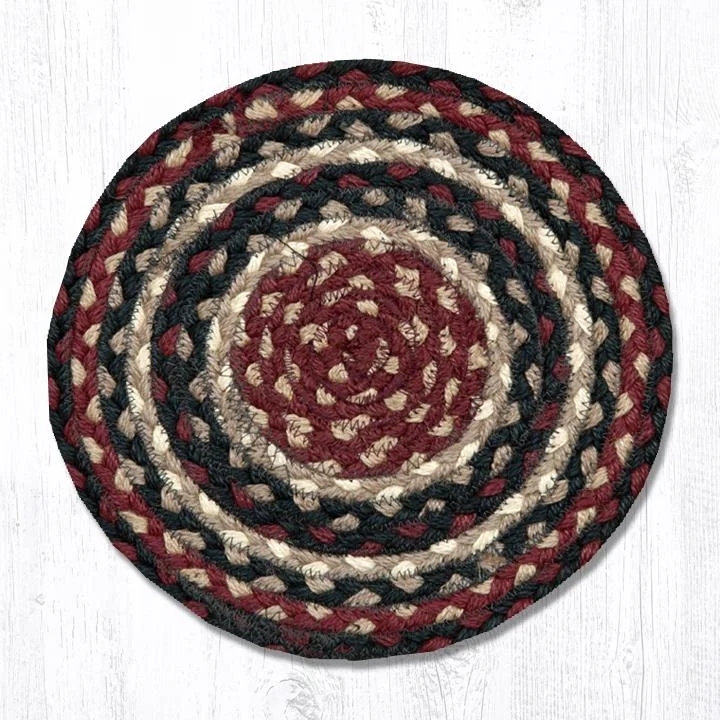 Earth Rugs MS-344 Burgundy/Black/Tan Round Swatch 10``x10``