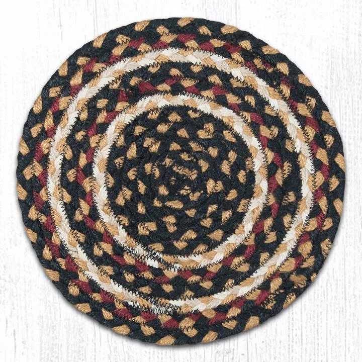 Earth Rugs MS-774 Burgundy/Black/Dijon Round Swatch 10``x10``