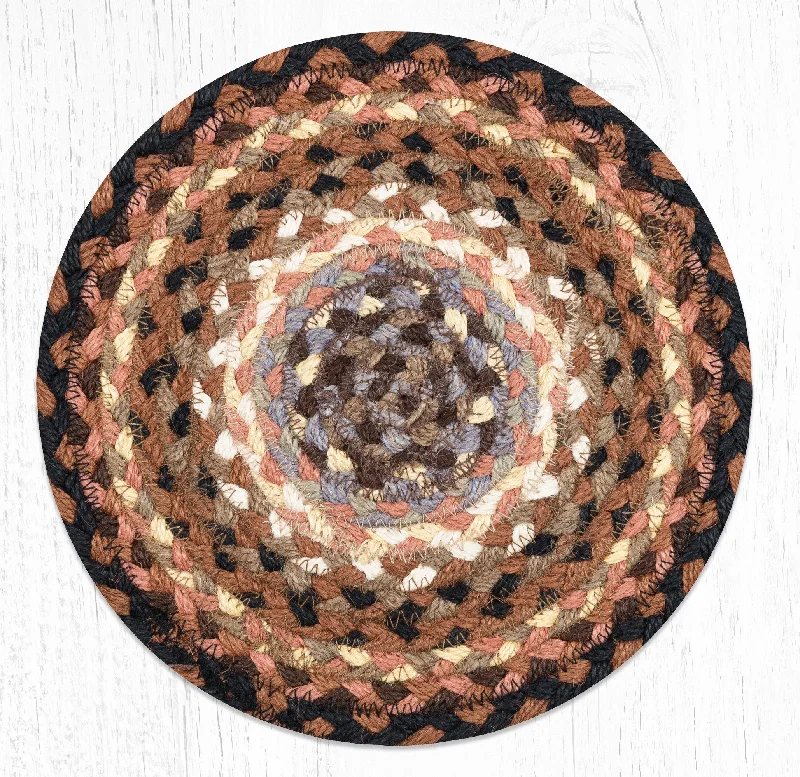 Earth Rugs MS-783 Black/Tan/Terracotta Round Swatch 10``x10``