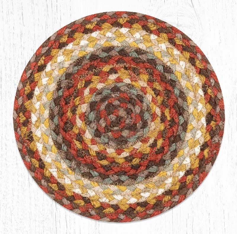 Earth Rugs MS-784 Taupe/Golden Rod/Terracotta Round Swatch 10``x10``