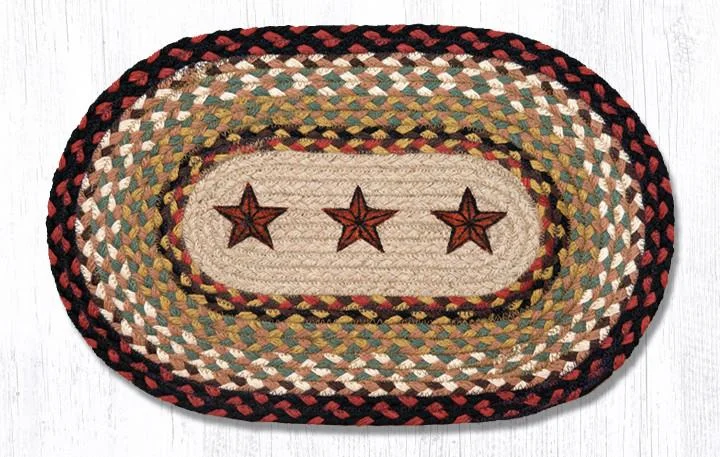 Earth Rugs MSP-19 Barn Stars Printed Oval Swatch 10``x15``