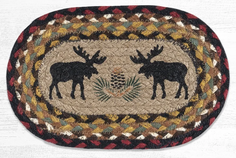 Earth Rugs MSP-19 Black Moose Printed Oval Swatch 10``x15``