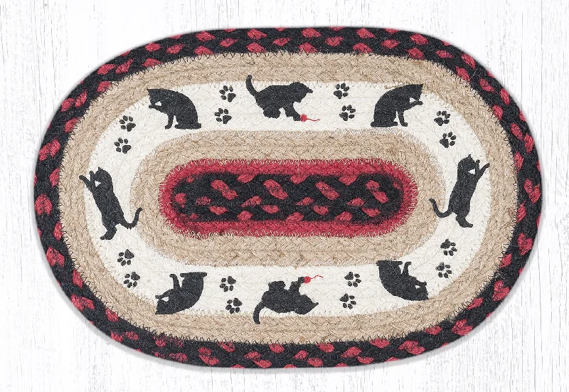 Earth Rugs MSP-238 Cat and Kitten Printed Oval Swatch 10``x15``