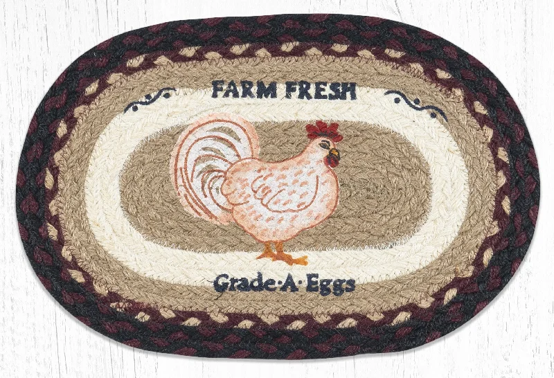 Earth Rugs MSP-344 Farmhouse Chicken Printed Oval Swatch 10``x15``