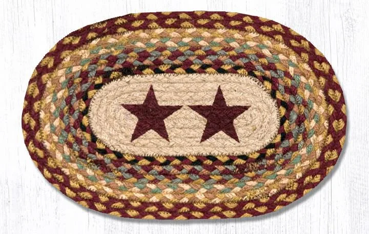 Earth Rugs MSP-357 Burgundy Stars Printed Oval Swatch 10``x15``