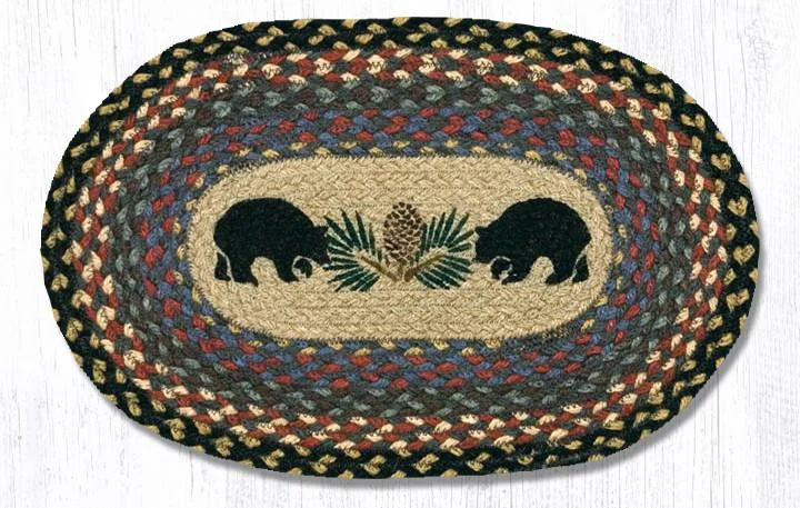 Earth Rugs MSP-43 Black Bears Printed Oval Swatch 10``x15``