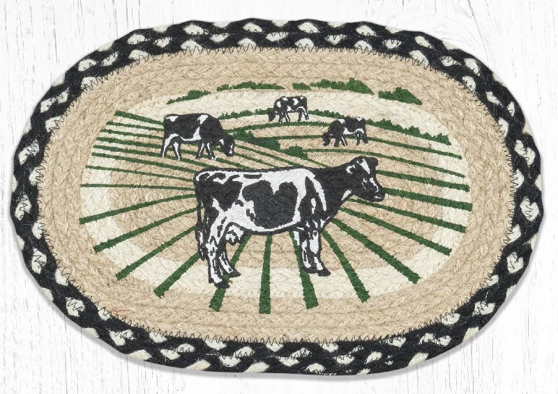 Earth Rugs MSP-430 Cows Printed Oval Swatch 10``x15``