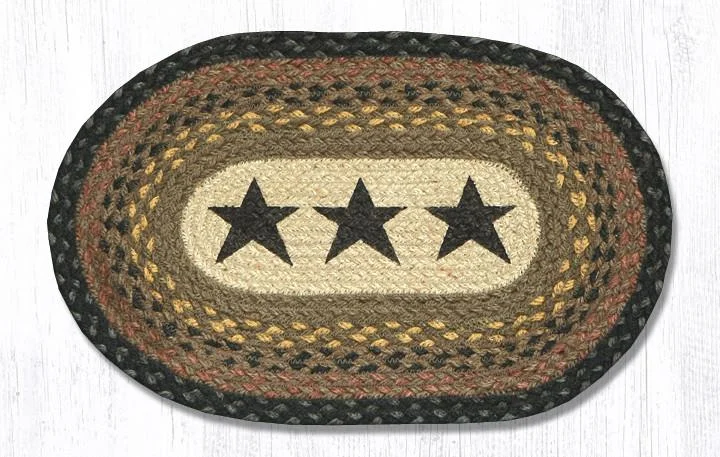 Earth Rugs MSP-99 Black Stars Printed Oval Swatch 10``x15``