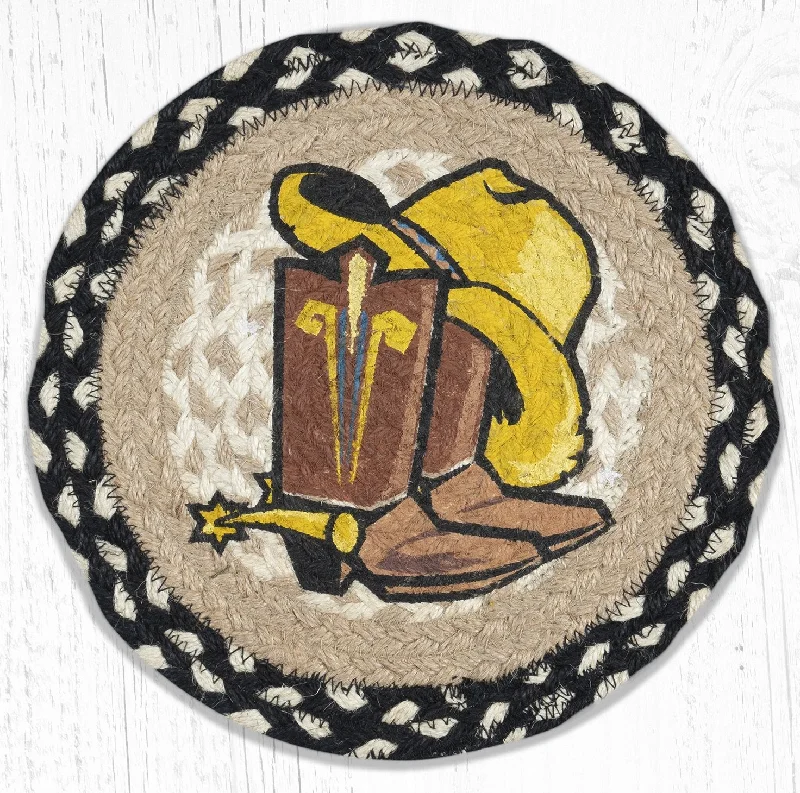 Earth Rugs MSPR-430 Cowboy Spurs Printed Round Trivet